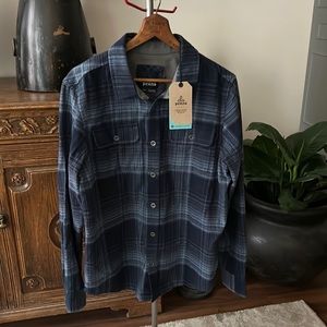 NWT Prana Men’s LYBEK Flannel Button Down Shirt